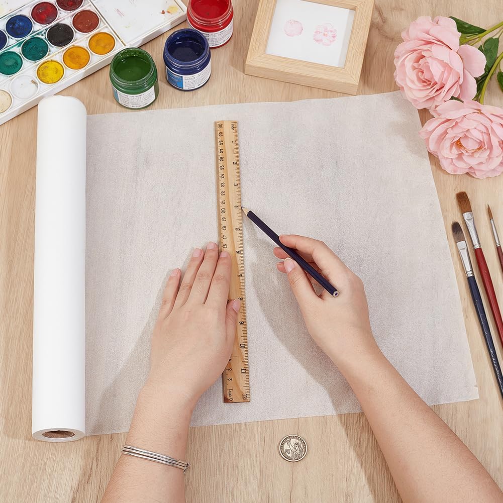 PH PandaHall 13.8" x 164ft Art Paper Roll Artist Wet Strength Translucent Long Fiber Papers White Paper Roll for Ink Wash Watercolor DIY Crafts Gelli Printing Collage