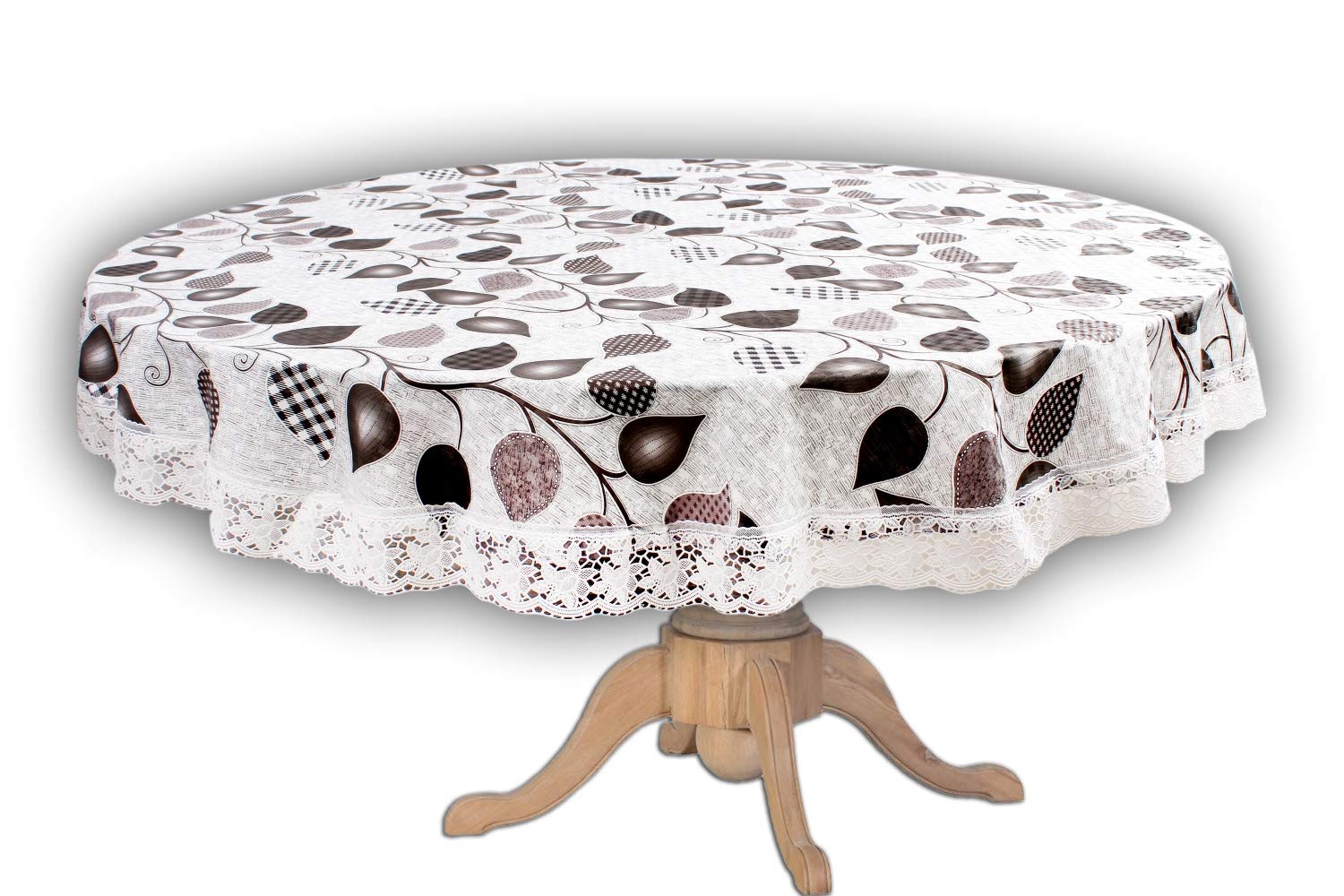 Stylista 8 Seater Round Table Cover Leaves Pattern Print 90 inches Diameter-image-46