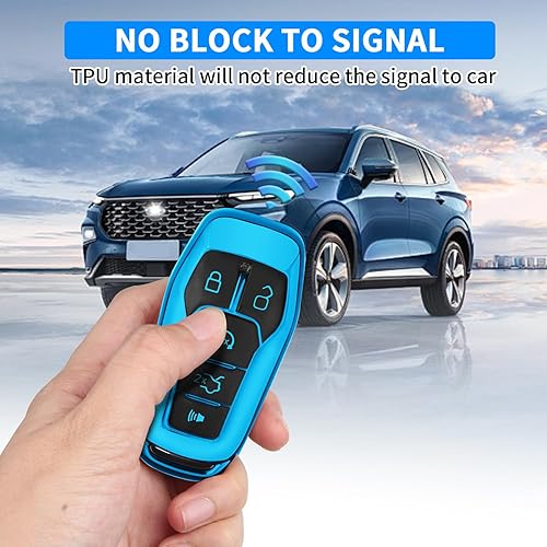 Miniatura 3 de QBUC Funda para llavero Ford con llavero, carcasa de llave compatible con Ford Explorer F150 Lincoln MKC MKX MKZ Fusion Mustang Edge Accesorios de