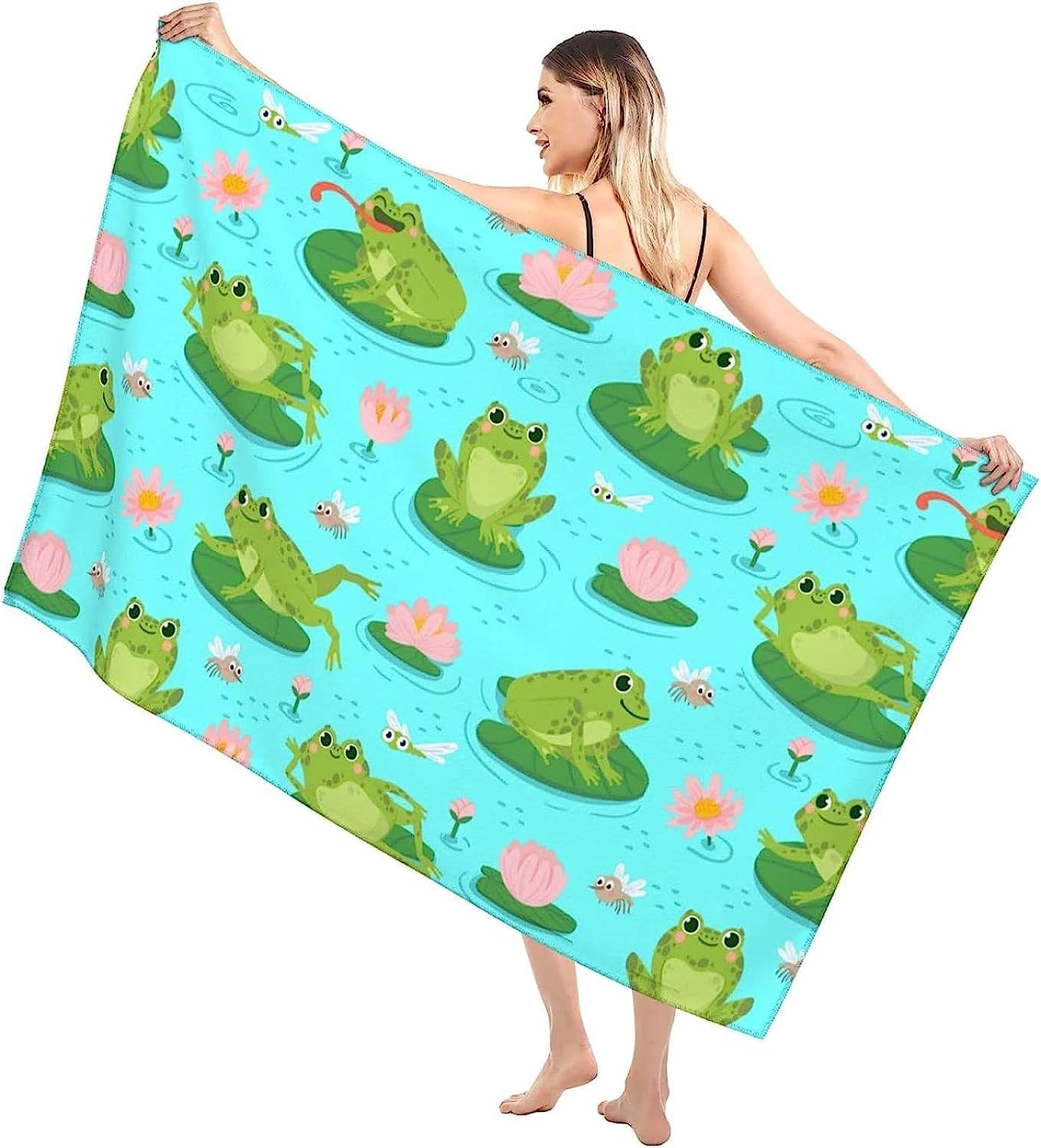 Serviette De Plage 3D, Séchage Rapide Microfibre Serviette De Bain, Grenouille Animale Serviettes De Plage XXL 200 X 200 Cm, Voyages, Camping, Vacances, Femme Homme Enfant Drap De Plage -3M0Z
