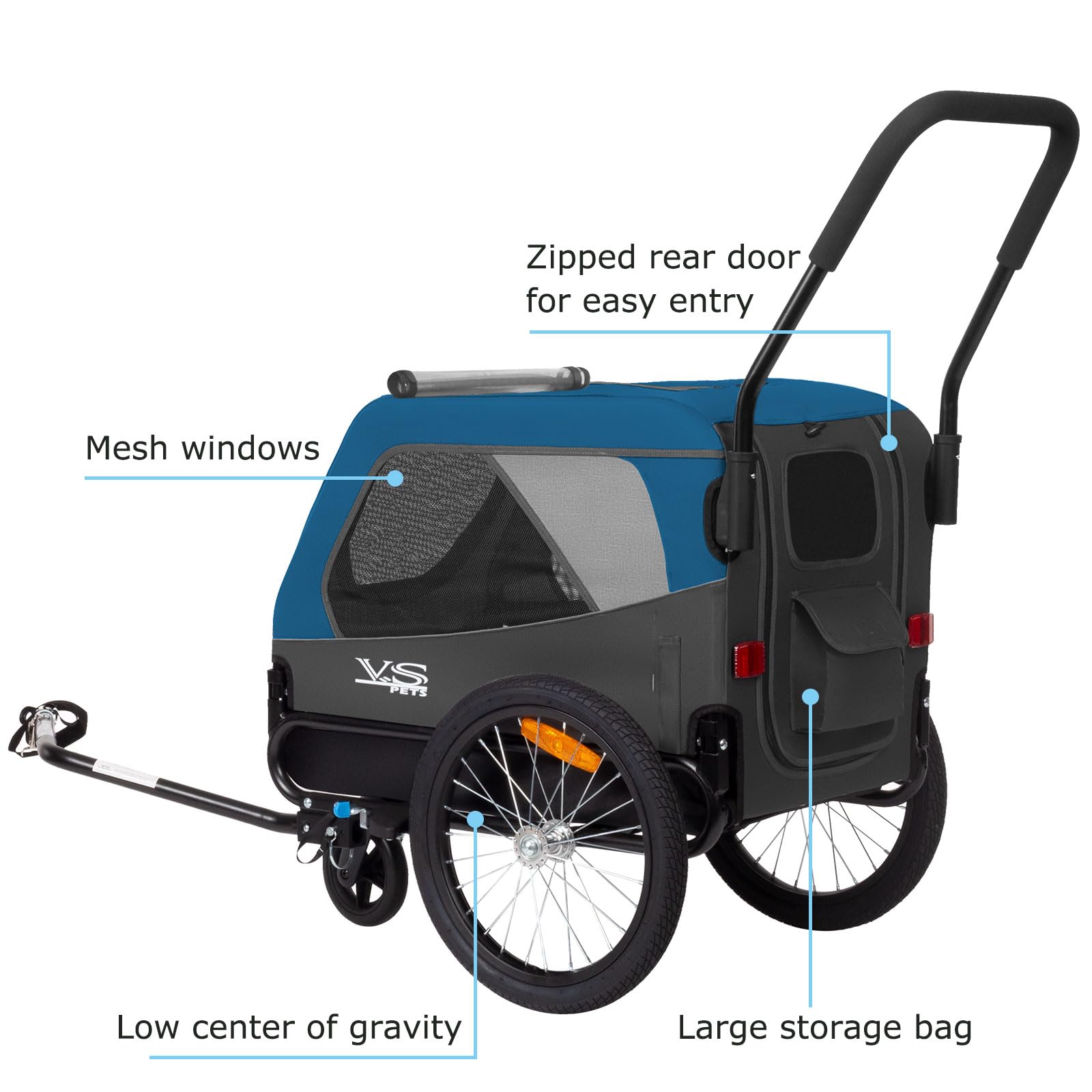 Tiggo VS Medium Hundeanhänger & Buggy 2in1 Fahrradanhänger Hundebuggy Jogger für Hunden bis 23kg
