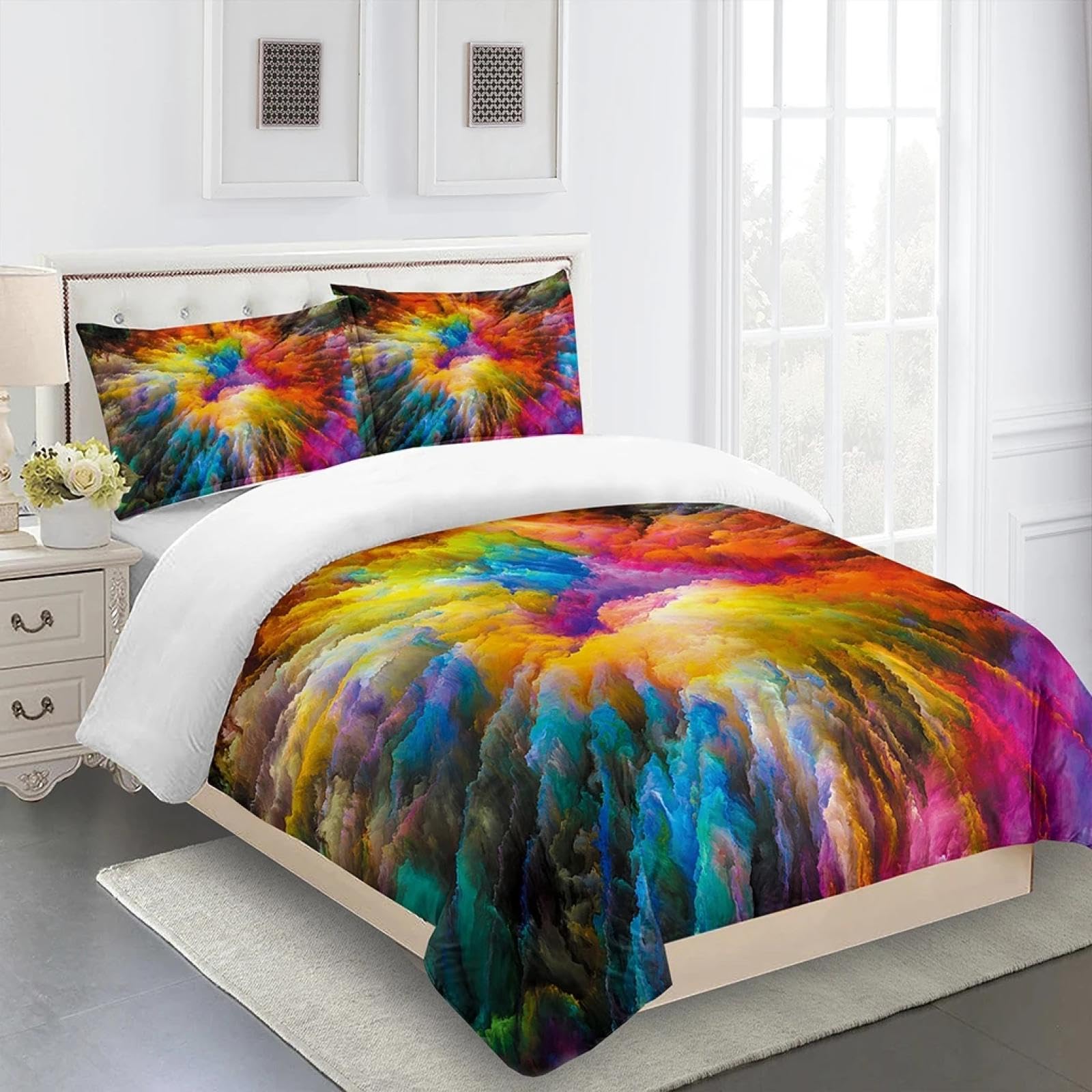 Housses de Couette Aquarelle Multicolore Ensemble de literie complet 220x230cm