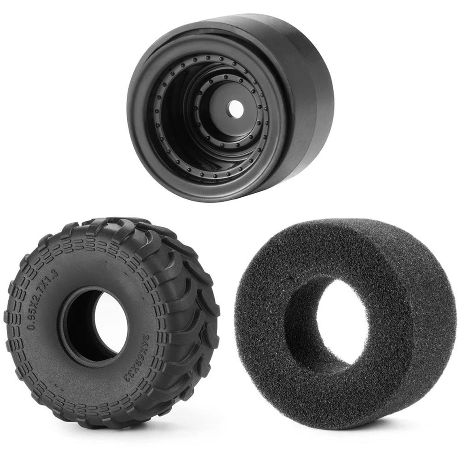 Neumáticos RC para TRX4M para Axial SCX24 FCX24 para FMS 1/18 1/24 RC Car 4 Piezas De Neumáticos Rueda 1,0 Pulgadas, Goma, Llantas Plástico, Bujes