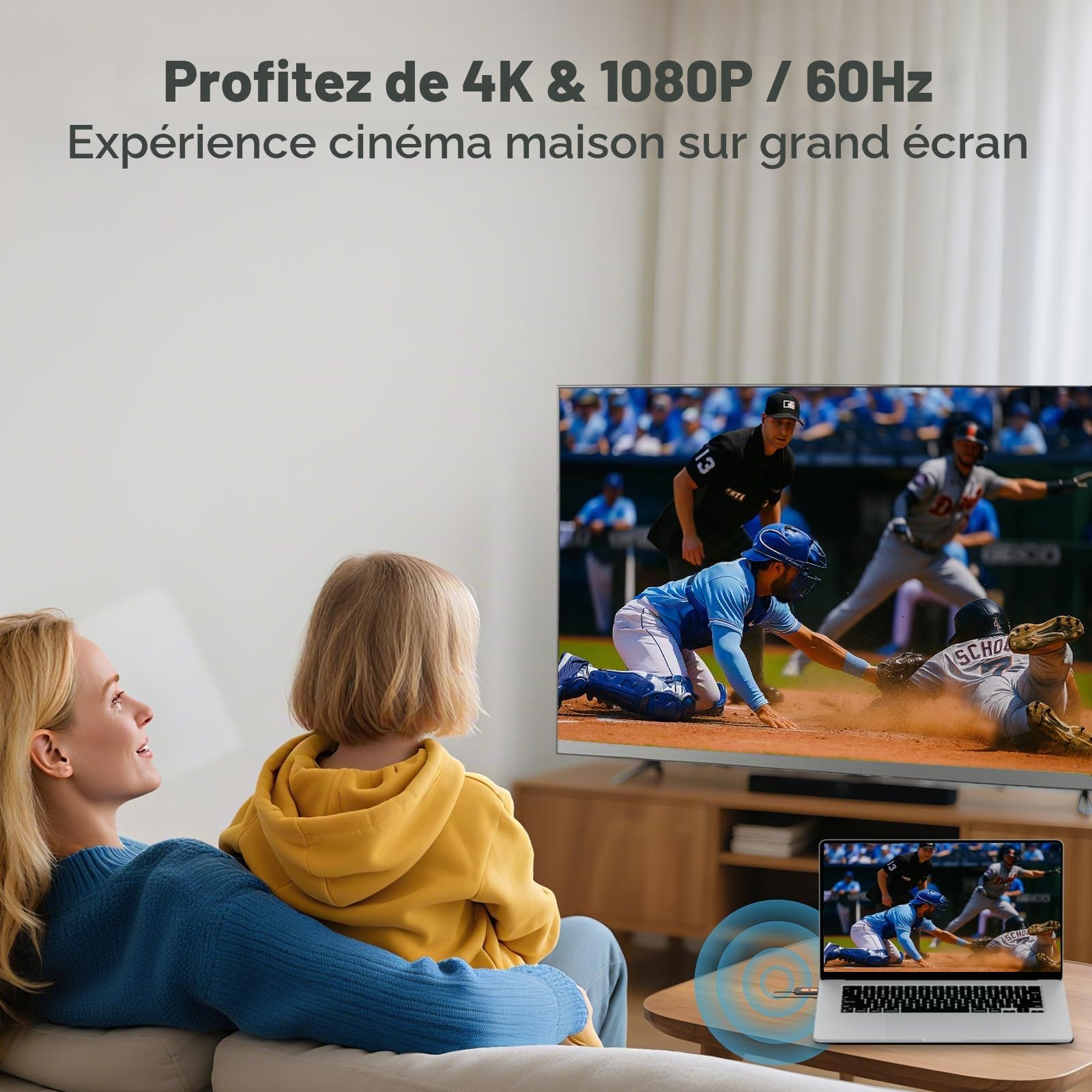 Émetteur et récepteur HDMI sans Fil, décodage 4K, Sortie 1080P, Extension HDMI 2,4G/5,8G avec portée de Transmission de 100FT, pour Ordinateur Portable, PC vers TV HD, Projecteur,Plug & Play