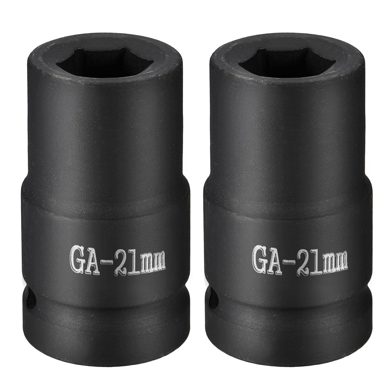 sourcing map 2pcs 6 Point Impact Socket 1" Drive 21mm Metric Socket CR-V Steel Spindle Axle Hex Sockets for Machine Shaft Nuts Bolts Repair, Black