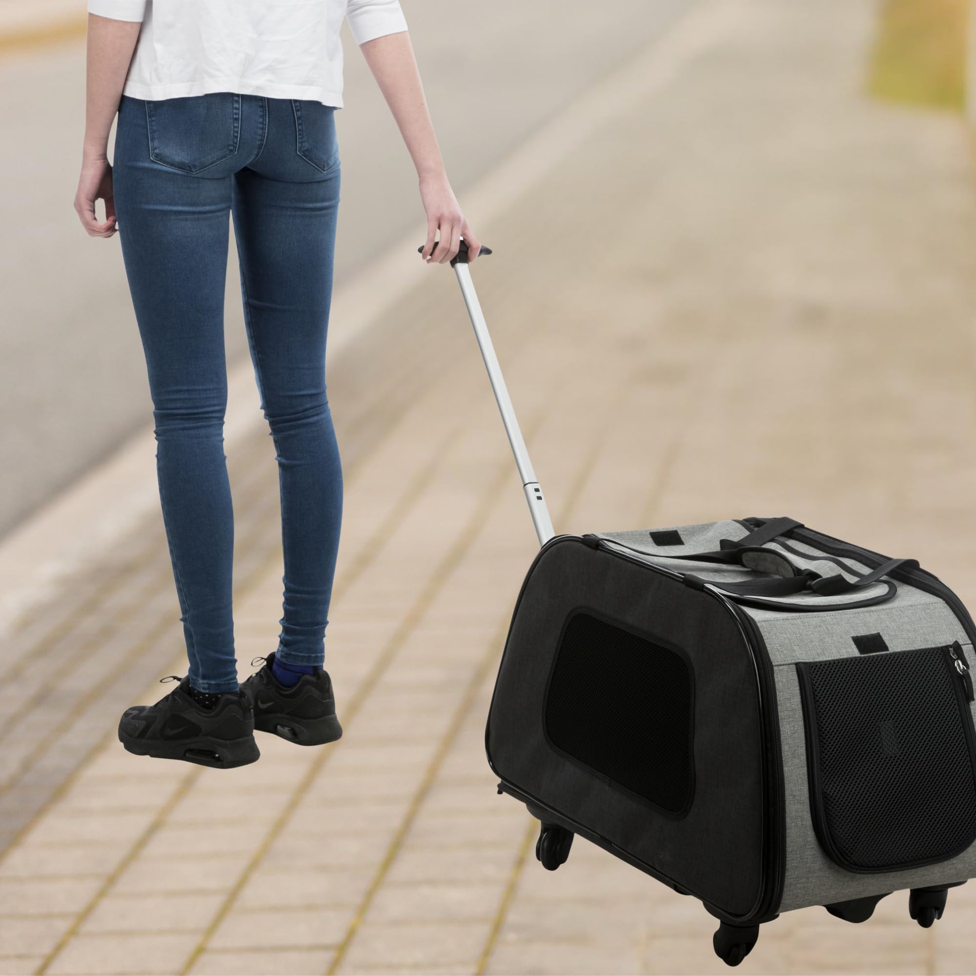 Trixie 28949 Trolley, 34 × 43 × 67 cm, schwarz/grau