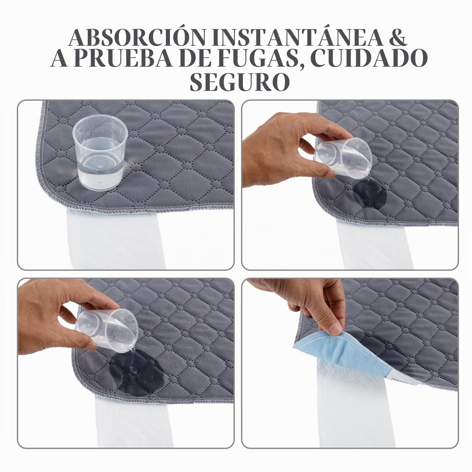 2 Empapador silla para incontinencia 50*50,Fundas lavables para sillas de ruedas,Protectores impermeables y muy absorbentes para sillas de ruedas,Coches y sofás,reutilizables y respetuosos con la piel