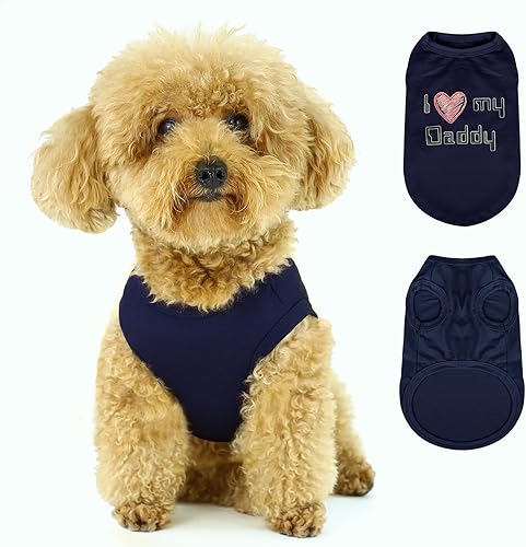 Chaleco expresivo para mascotas camisa sin mangas para perro con eslogan "I Love My Daddy", ideal para chihuahuas, caniches, yorkies y más, diseño