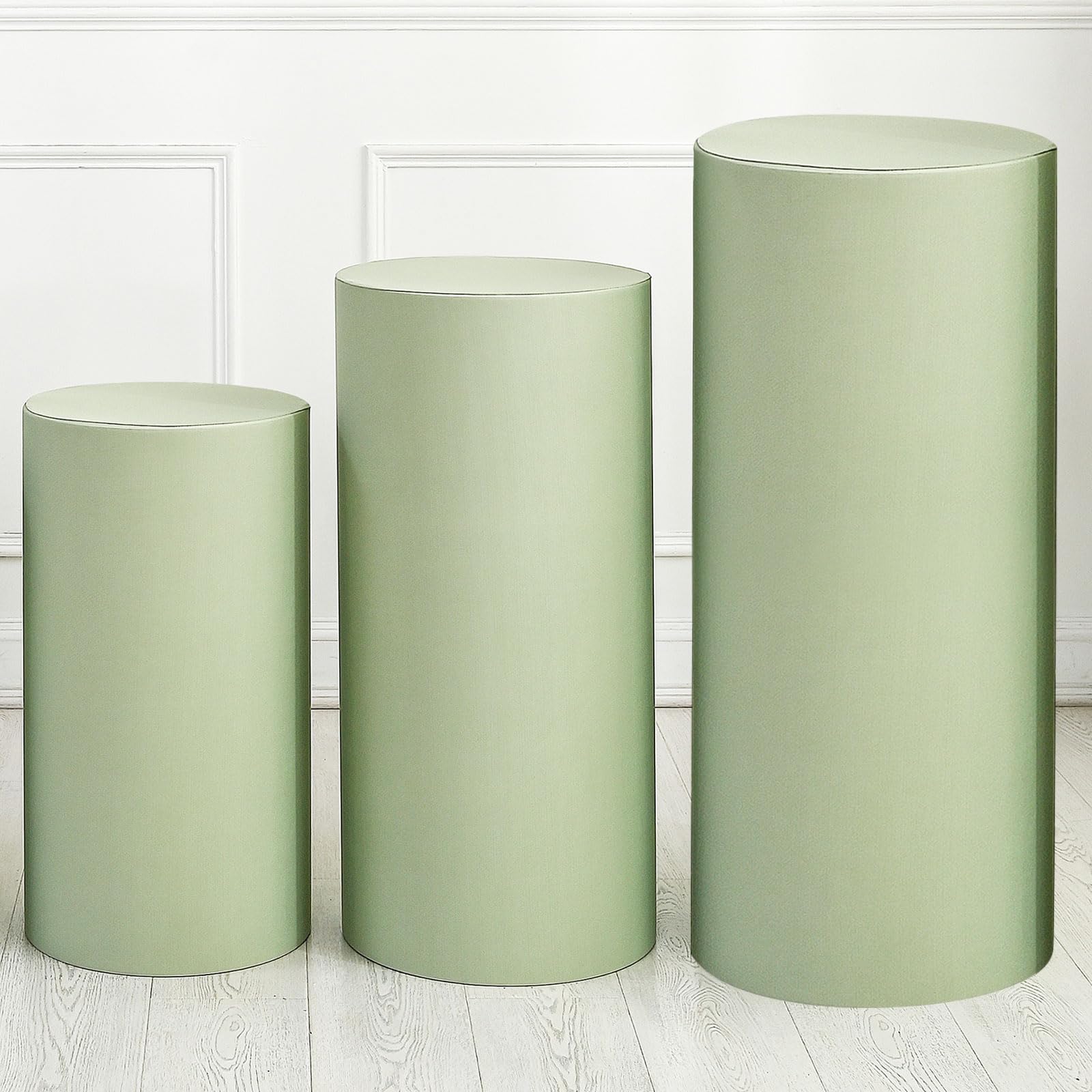 sourcing map Set of 3 Light Green Cylinder Spandex Stand Covers Large