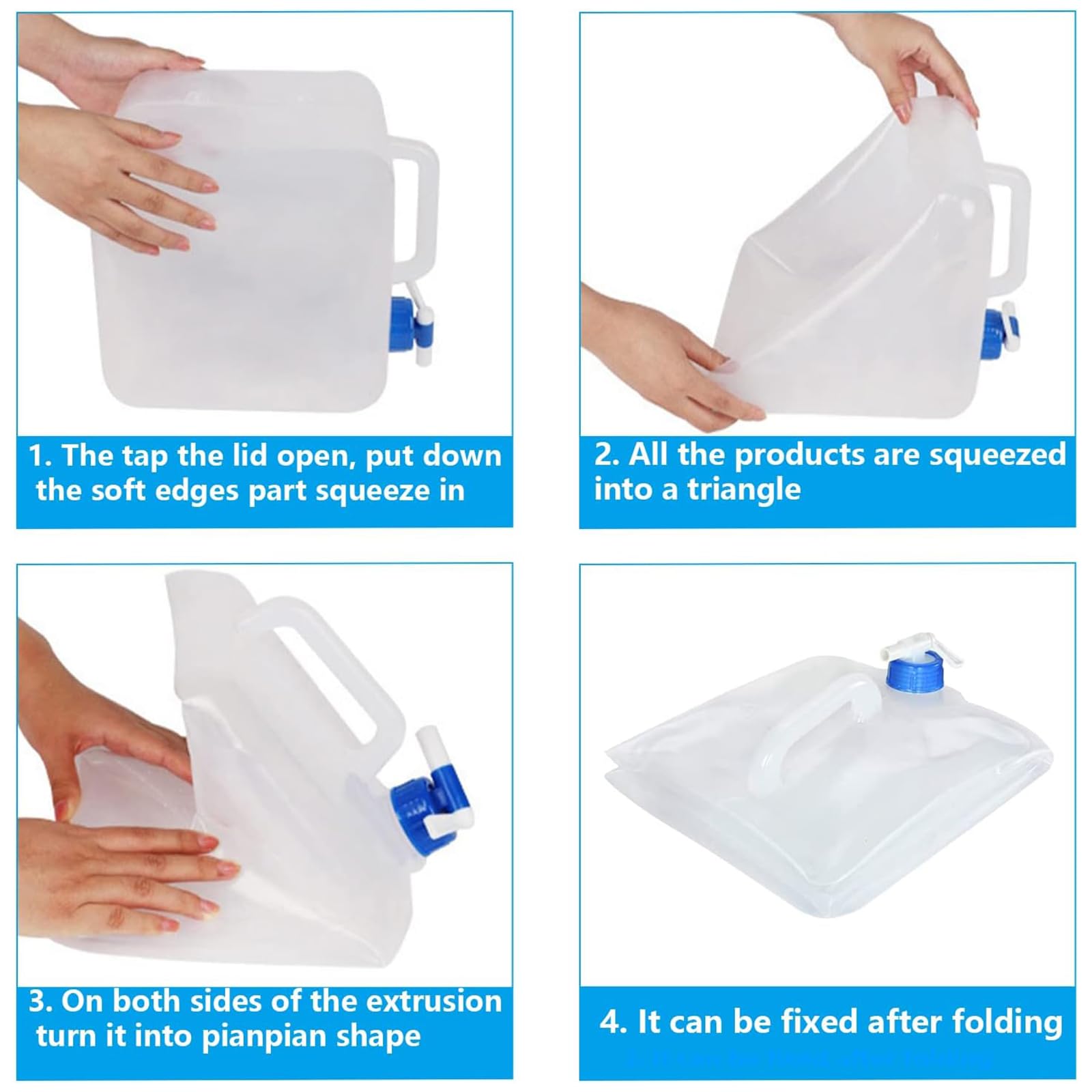 4 Pièces Bidon à Eau Pliable 10L, Jerrican Eau, Sans BPA