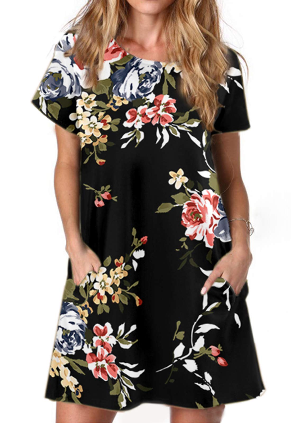 Ancapelion Women's Casual Loose T Shirt Dresses Short Sleeve Mini Summer Tunic Dress for Women