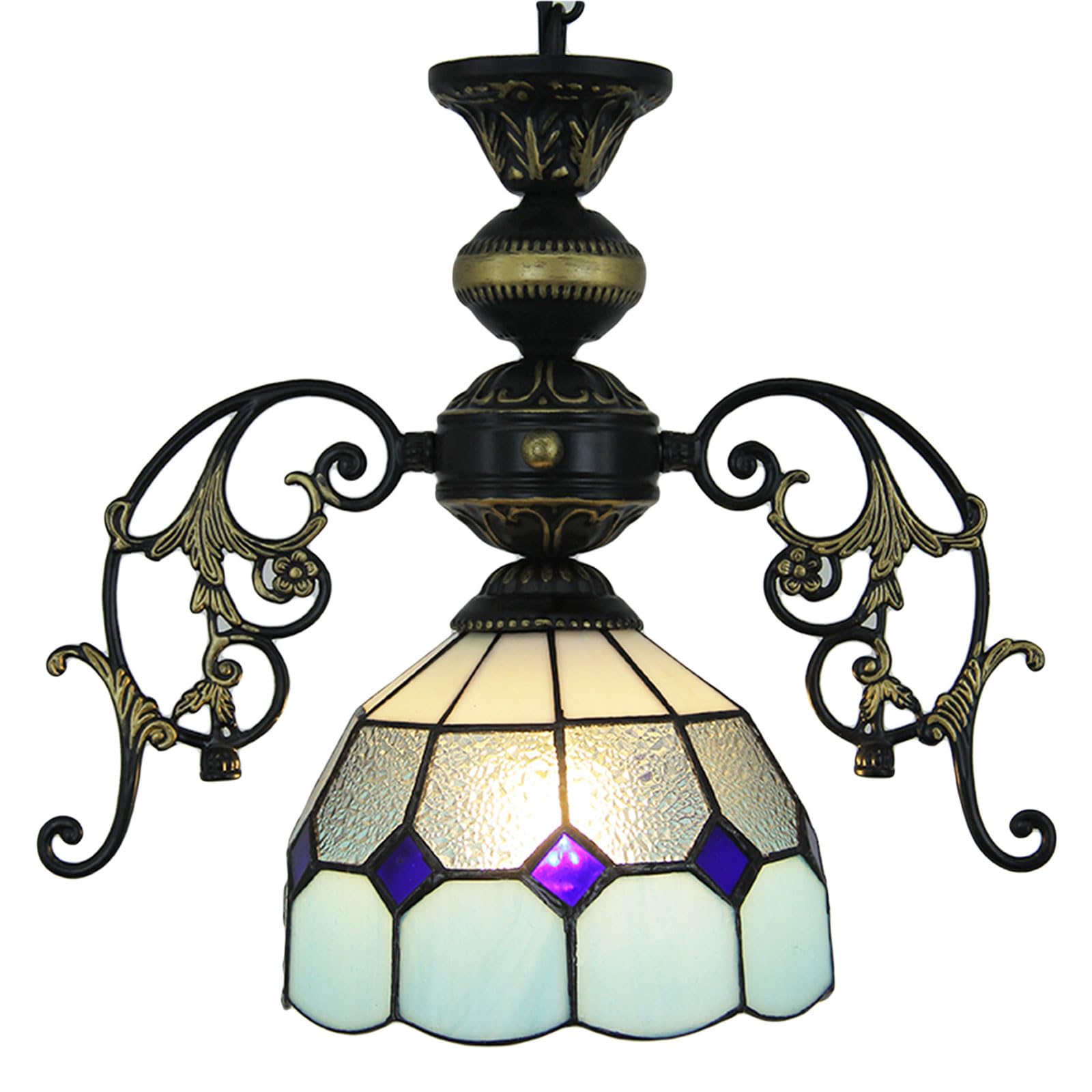 Tiffany Style Stained Glass Ceiling Lamp Vintage Mediterranean Baroque Art Aisle Loft Bedroom Stairs Home Lighting Fixtures