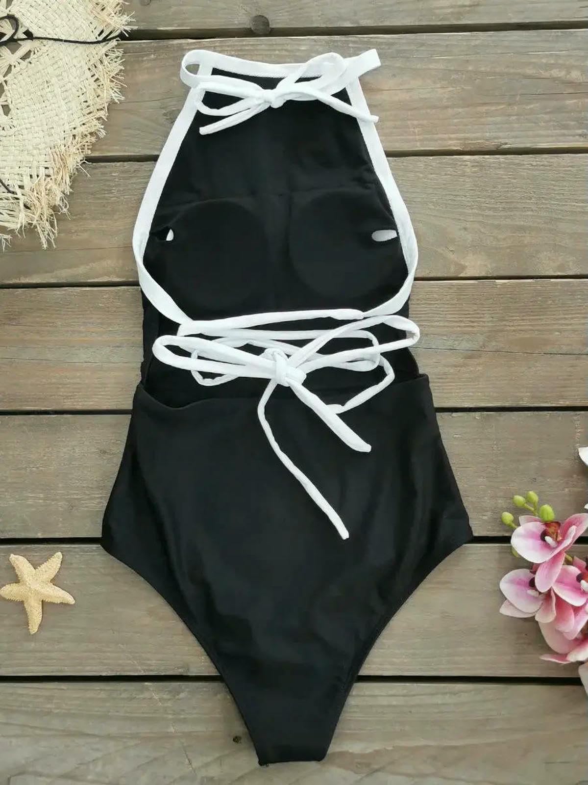 Costume da Bagno Intero Donna, Monokini Push Up A Vita Alta, Sportivo Lusinghiero-1-s