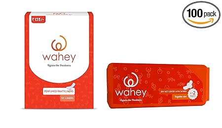 Wahey Combo Perfumed Panty Liners (50 Liners) & Sanitary Pads/Napkins With Wings (10 Pads, Regular Size)
