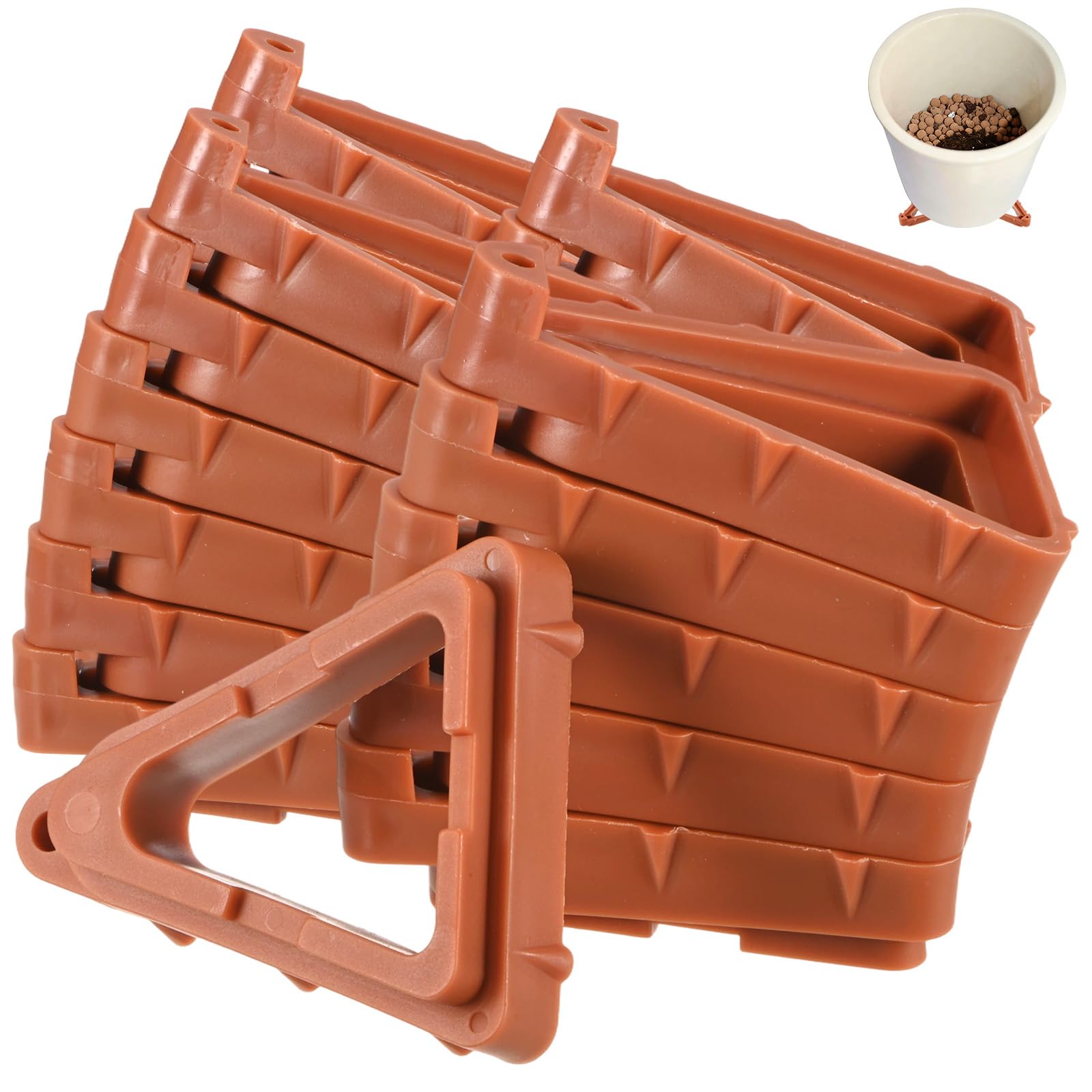 M METERXITY 24-Pack Plant Pot Feet for Outdoor Planters, 3.5 x 2.8 Inch Plastic Invisible Flower Pot Risers Toes for Indoor/Outdoor, Prevent Rotting on Wood [Brown]