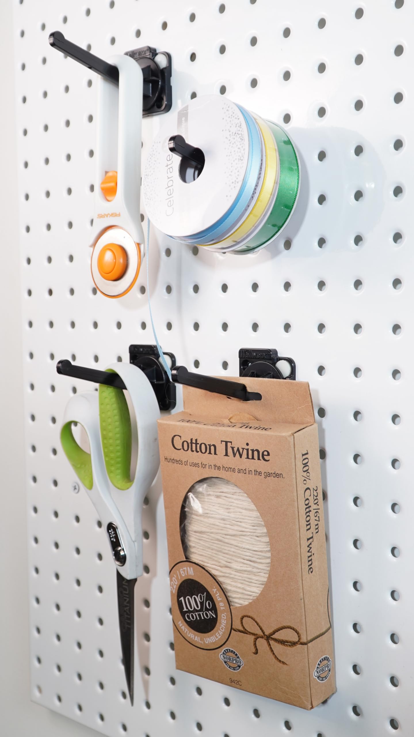 Wallwerx Premium Secure Pegboard Hooks, 3 inch, 4-Pack - Tough Injection Molded Plastic, Storage and Organization Accessory for Garage, Craft Room, Kitchen & Panty, Classroom