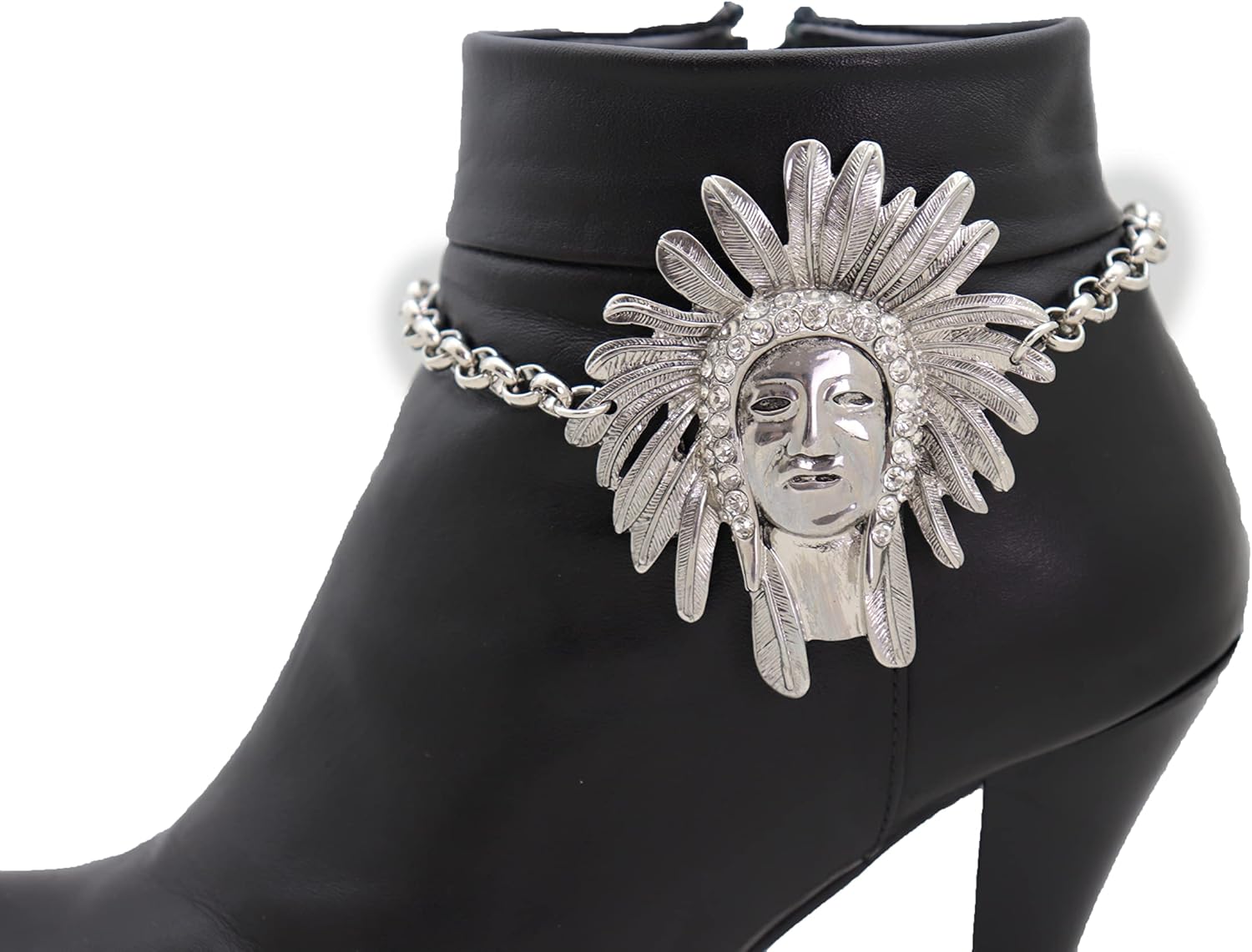 Women Western Fashion Jewelry Boot Chain Bracelet Silver Metal Shoe Anklet Native American Indian Charm
