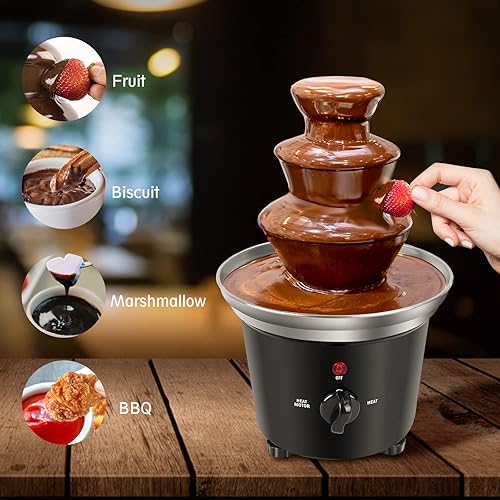Miniatura 2 de Máquina de fuente de chocolate, calentador de máquina de inmersión de plástico para derretir chocolate, fuente de queso de torre de 3 niveles, mini