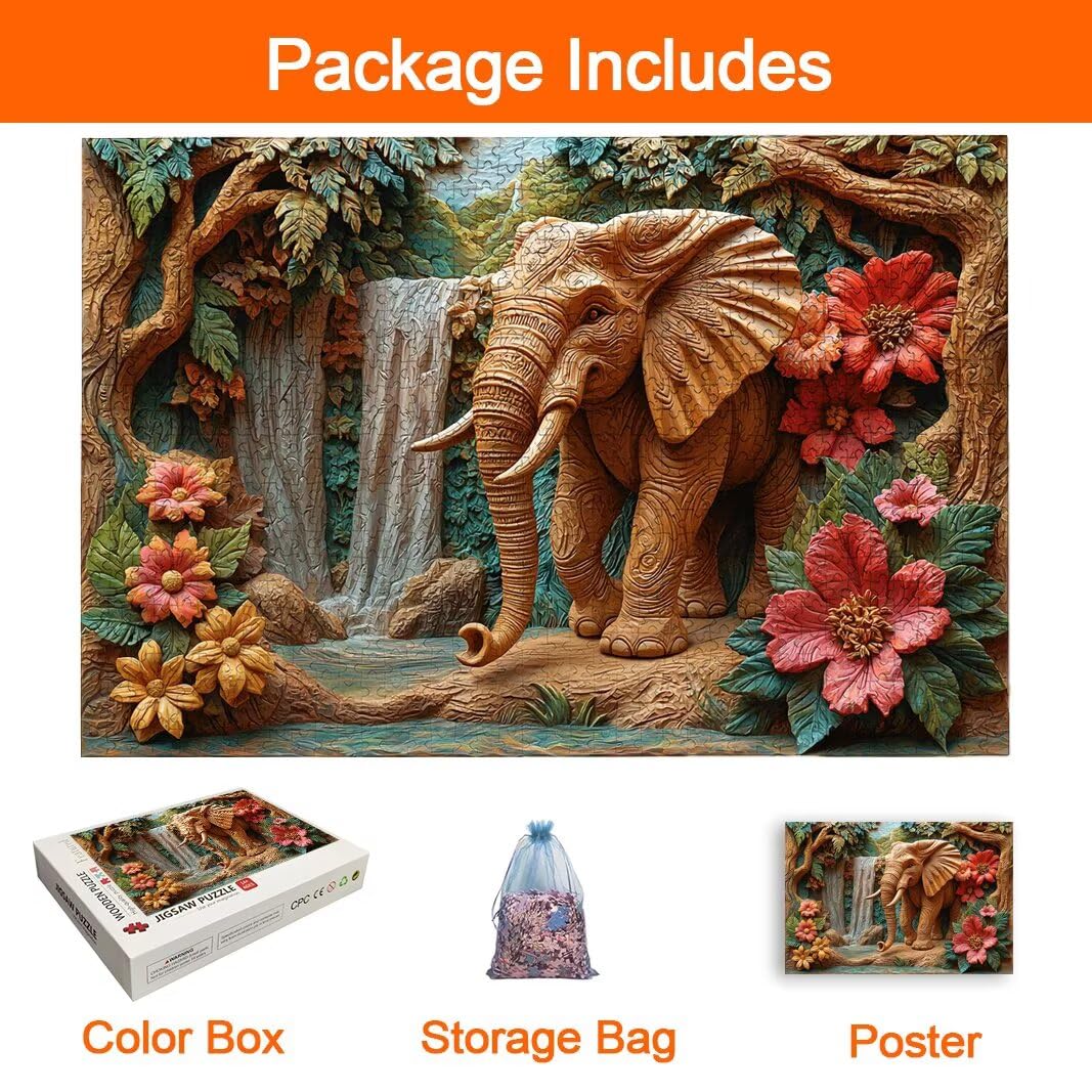 Puzzle Elefant, Puzzle 1000 Teile Erwachsene, Klassische Puzzles -8663