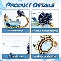 Vista 3 de Taza de té esmaltada con flores de mariposa, taza de café de cristal, San Valentín, Día de la Madre, graduación, cumpleaños, regalos de Navidad