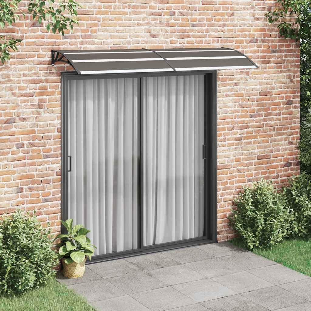 Tettoia nera 240 x 75 cm in policarbonato con staffe in ABS e aste in alluminio per porta di casa e finestre, tettuccio resistente alle intemperie con accessori di montaggio per privati