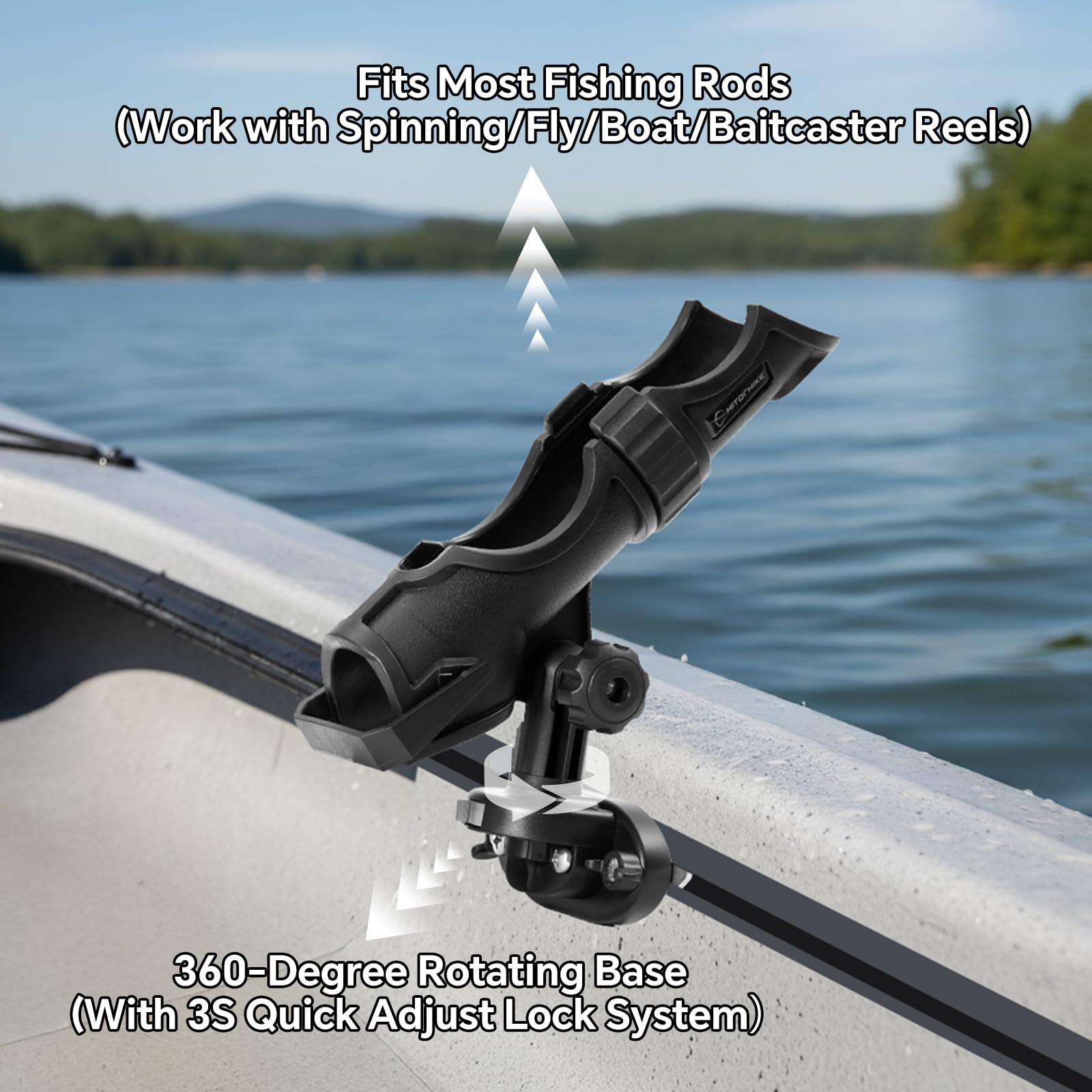 HITORHIKE - Soporte Universal para caña de Pescar Que Permite un Ajuste de 360 Grados para Kayak, Barco, Soporte para caña de Pescar Powerlock