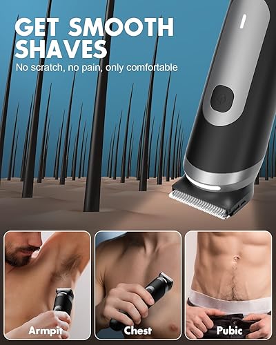 Miniatura 7 de Recortadora eléctrica de pelo corporal para hombres, afeitadora púbica con cuchillas de cerámica (sin níqueles), afeitadora inalámbrica de bolas