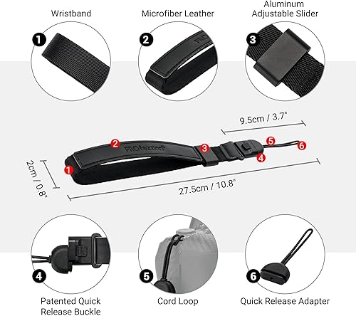 Miniatura 7 de PROfezzion Accesorios de correa de mano para cámara de lujo con hebilla de liberación rápida para Canon T7 T6 T8i 90D R50 R10 Mark II Sony ZV-E10