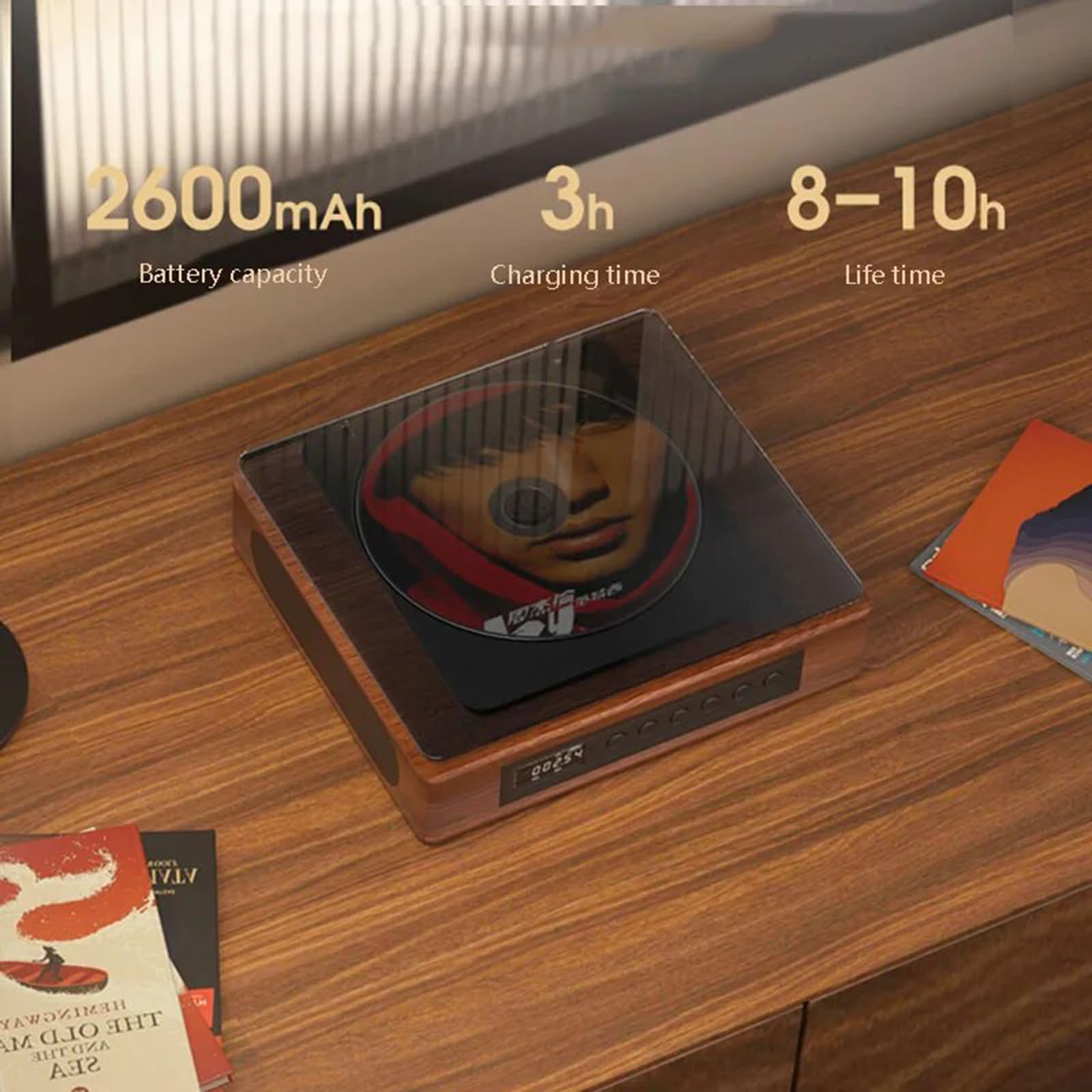 Lettore CD Portatile con Altoparlanti, Lettore CD Bluetooth 5.0 bidirezionale Domestico con Audio Stereo Hi-Fi, Telecomando, Supporta AUX/USB, Jack per Cuffie