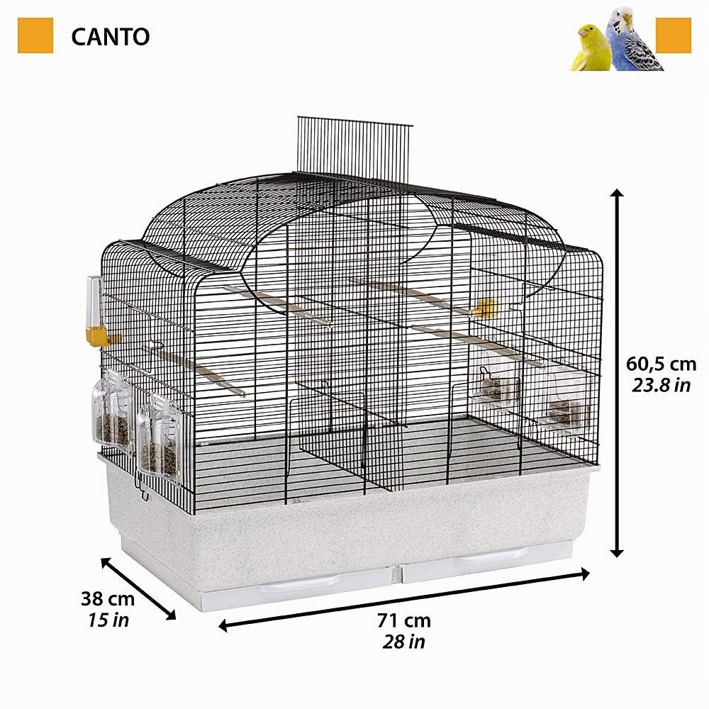 Ferplast Gabbia per Canarini Gabbia Uccelli Esotici CANTO, Gabbietta da Cova Riproduzione con Divisorio e Accessori, 71 x 38 x h 60,5 cm.