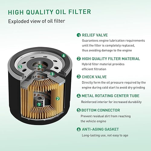Vista 4 de Raptor 660 - Filtro de aceite para Yamaha YFM660R 2001-2005/Yamaha Kodiak 700K YFM700K 2016-2018/Yamaha XVS1300 2007-2012/Yamaha Grizzly 700
