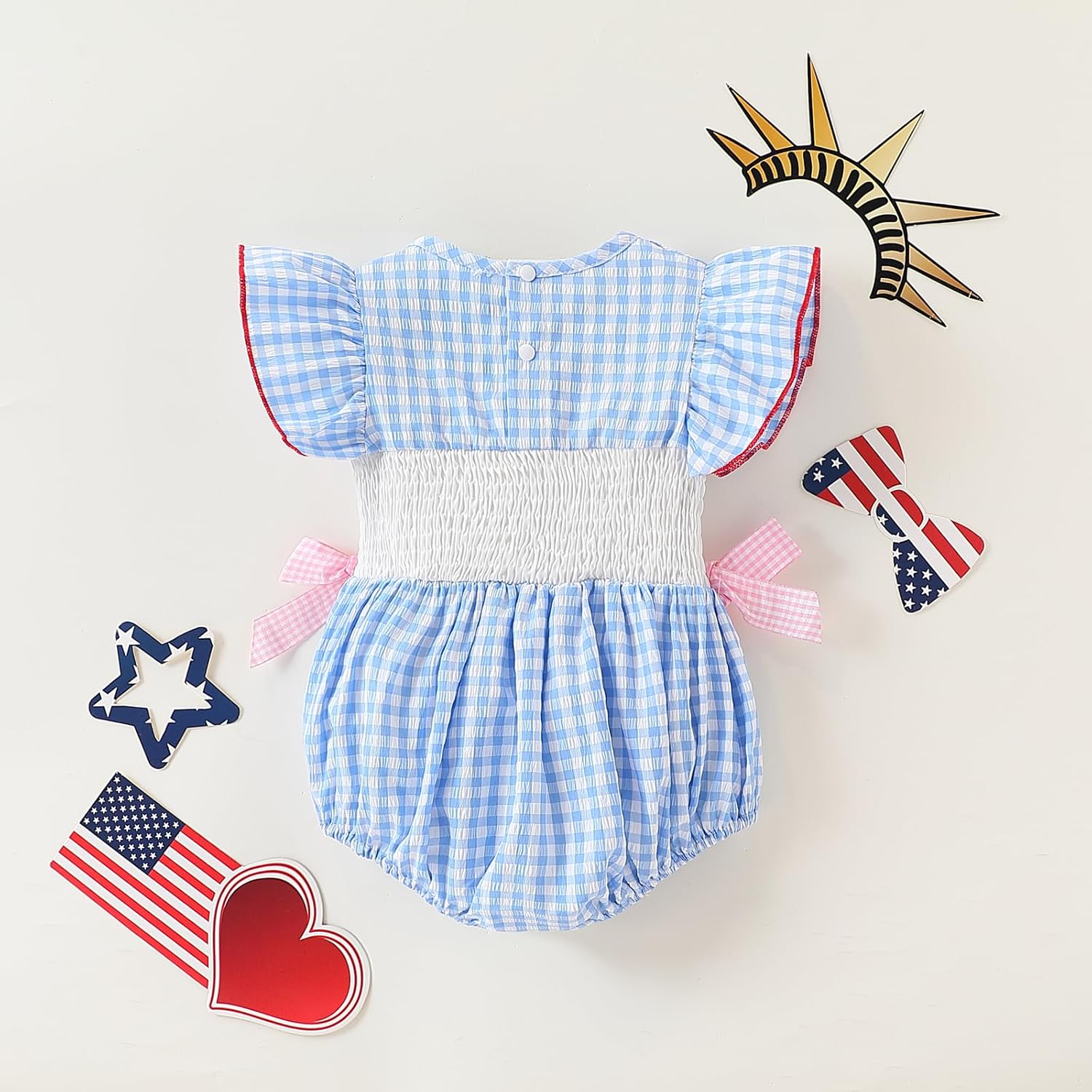 Yvowming Halloween Baby Girl Outfits Pumpkin Bubble Romper Newborn Thanksgiving Smocked Clothes Infant Checkered Bodysuit - Image 3