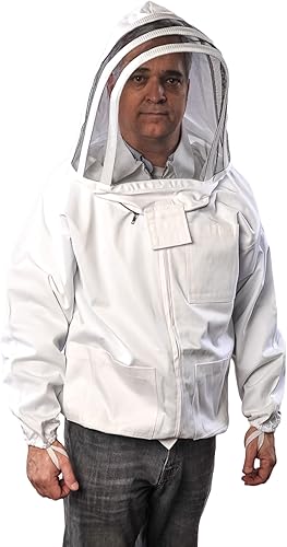 FOREST BEEKEEPING SUPPLY Chaqueta de algodón de alta calidad con capucha de velo de esgrima, chaquetas profesionales de apicultor prémium (mediano)