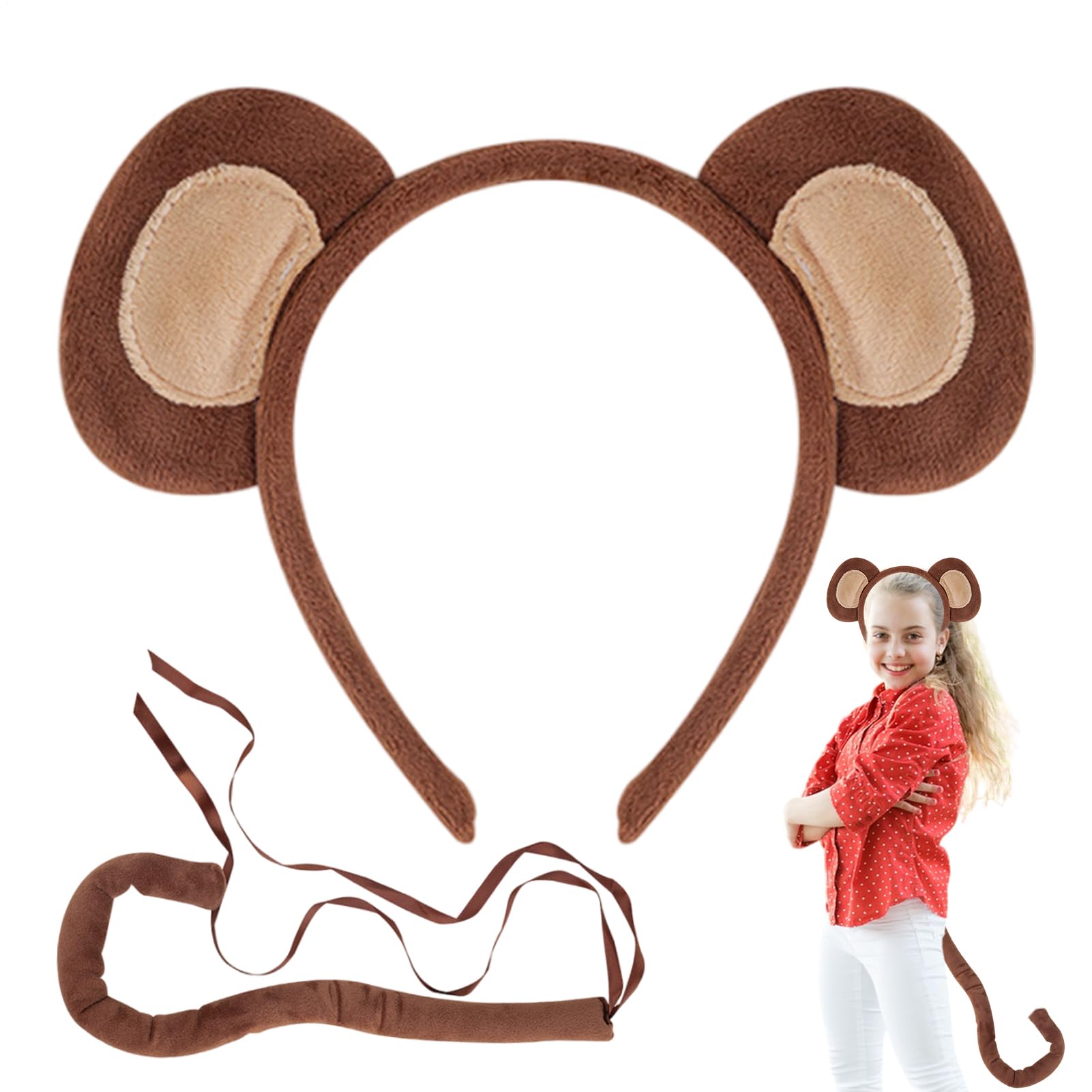 Set Accessori Costume Scimmia – Cerchietto Con Orecchie E Coda, Perfetto Per Halloween, Compleanni E Feste A Tema - 5
