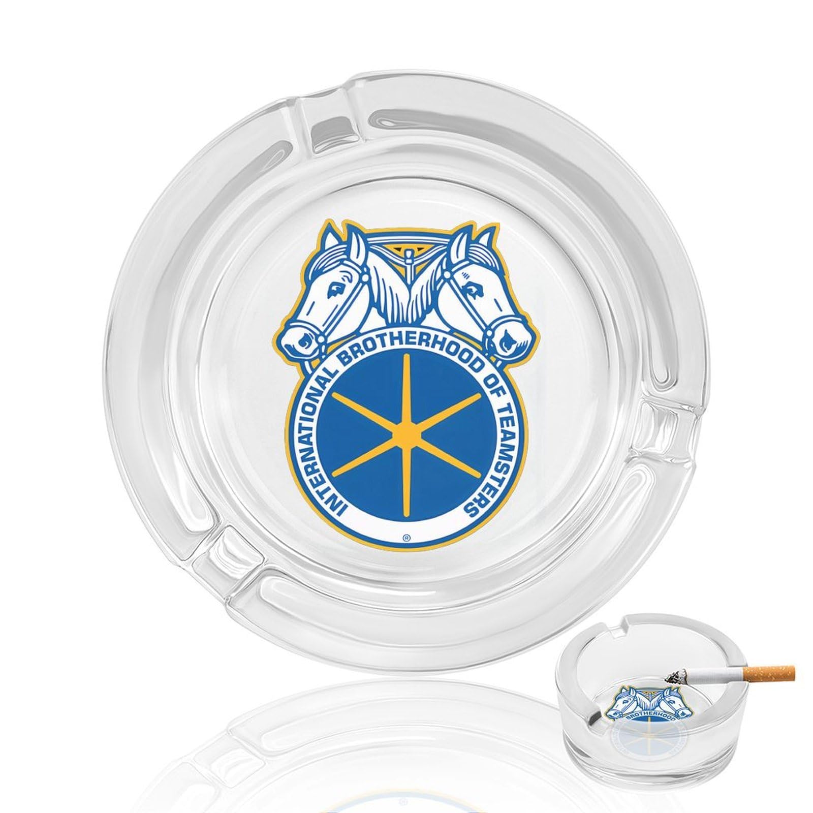 Nclqvjxzkhw Style Teamsters Flag Glass Ashtray Round Ash Tray Smoking Trays For Home Garden Outdoor