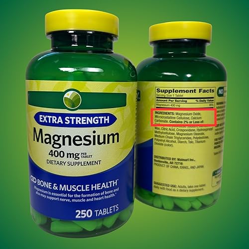 Miniatura 7 de KP+ Spring Valley Óxido de magnesio 400 mg 250 tabletas Apoya la salud ósea, nerviosa y muscular Suplemento de magnesio extra fuerte Paquete de 2