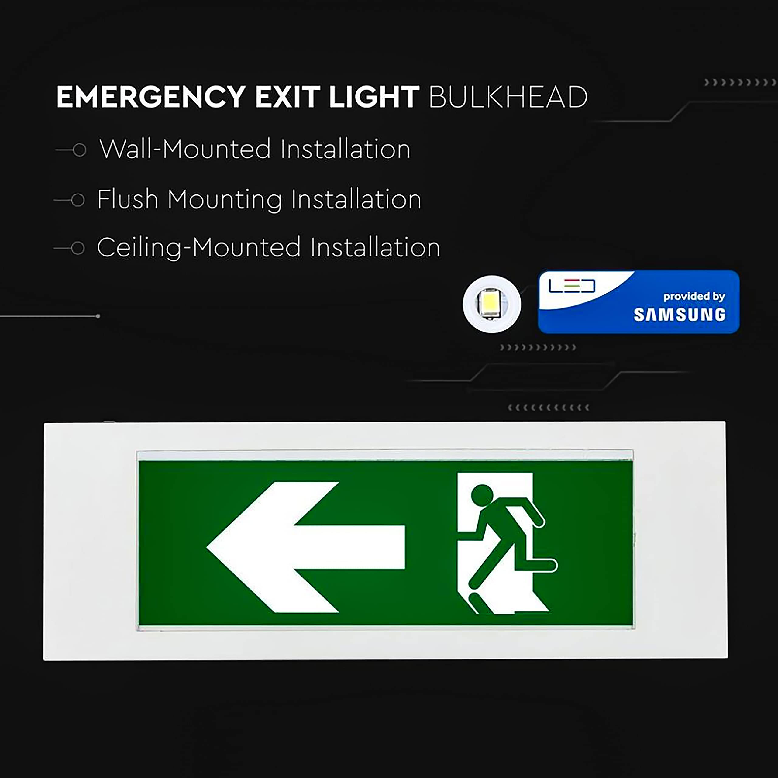 V-TAC Lámpara LED de Emergencia 3,8W – Luz Empotrable para Seguridad y Batería 25000 mAh – Montaje Fácil – IP20 – Señal Anti Black Out – Luz 6000K