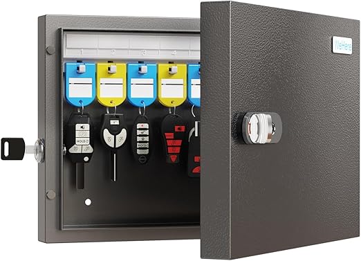 WeHere Key Lock Box Wall Mount, 16 Key Cabinet with Combination Lock & Key Tags, Digital Code Key Organizer Security Storage Lockbox, Key Management for Garage,Office,Holtel,Home