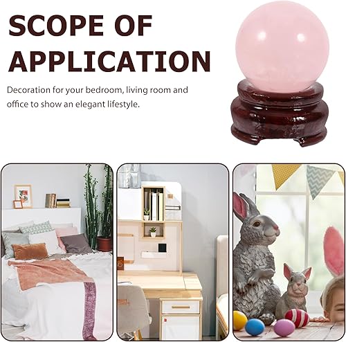 Miniatura 9 de VANZACK Adorno de bola de cristal, esfera de cristal de cuarzo rosa con soporte, figura de escultura de bola, manualidades de bolas de cristal,