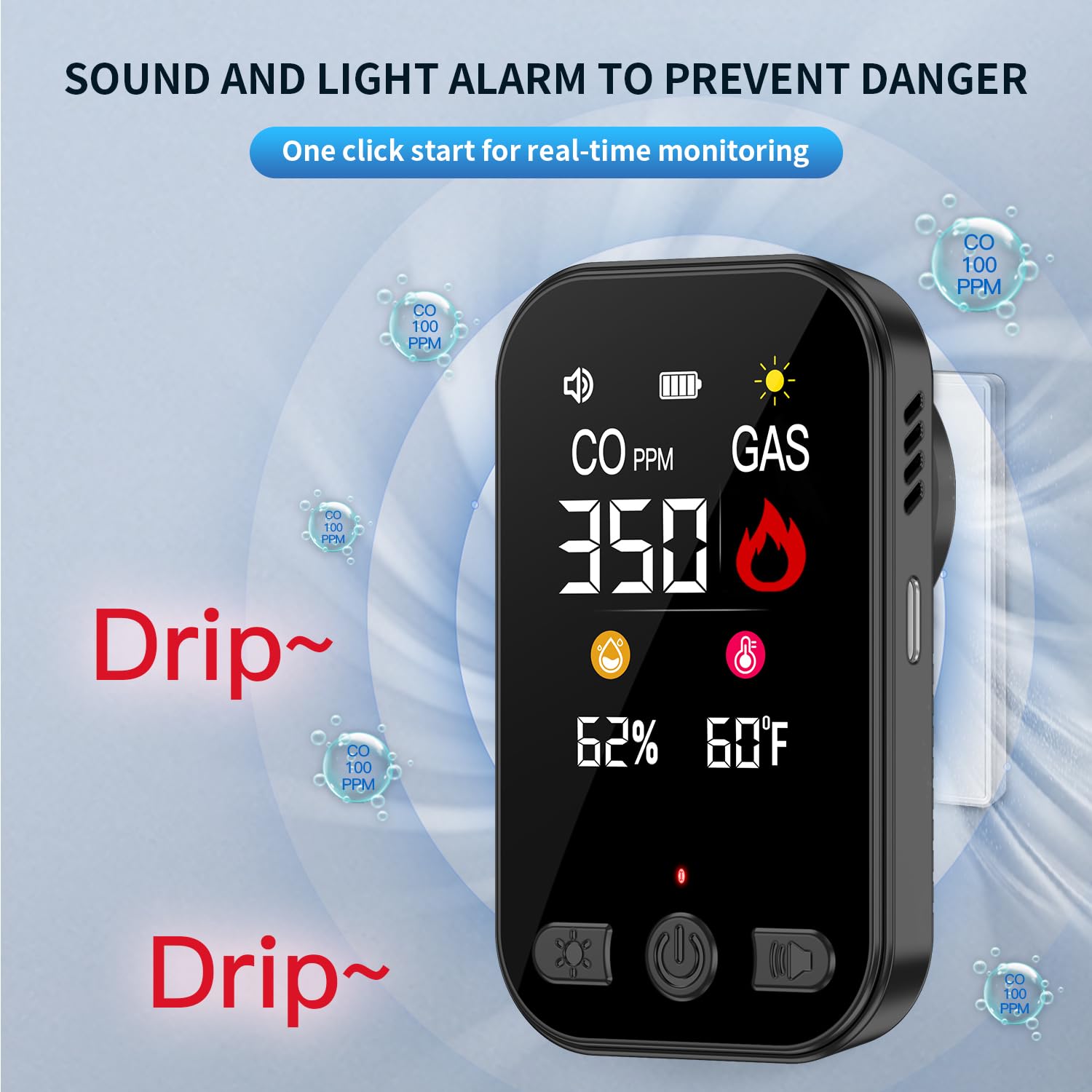 Wolf Guard 4 in 1 Rilevatore di Gas e Monossido di Carbonio con Spina per Casa, Rivelatore di Gas Combustibile per Gas Naturale LPG Metano Propano Butano, con Batteria, HD12 (bianco)