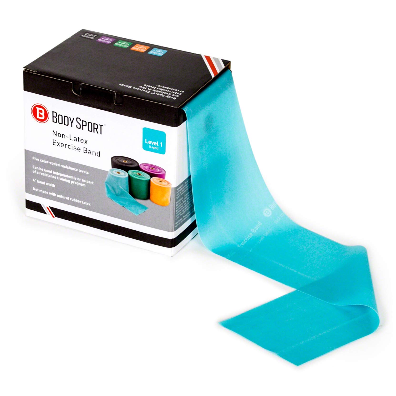 Body SportExercise Band, 50 yd. x 4 in. Roll, Light Resistance - Home & Gym Fitness Equipment for Stretching, Strength Training & Physical Therapy (Light Resistance Blue)