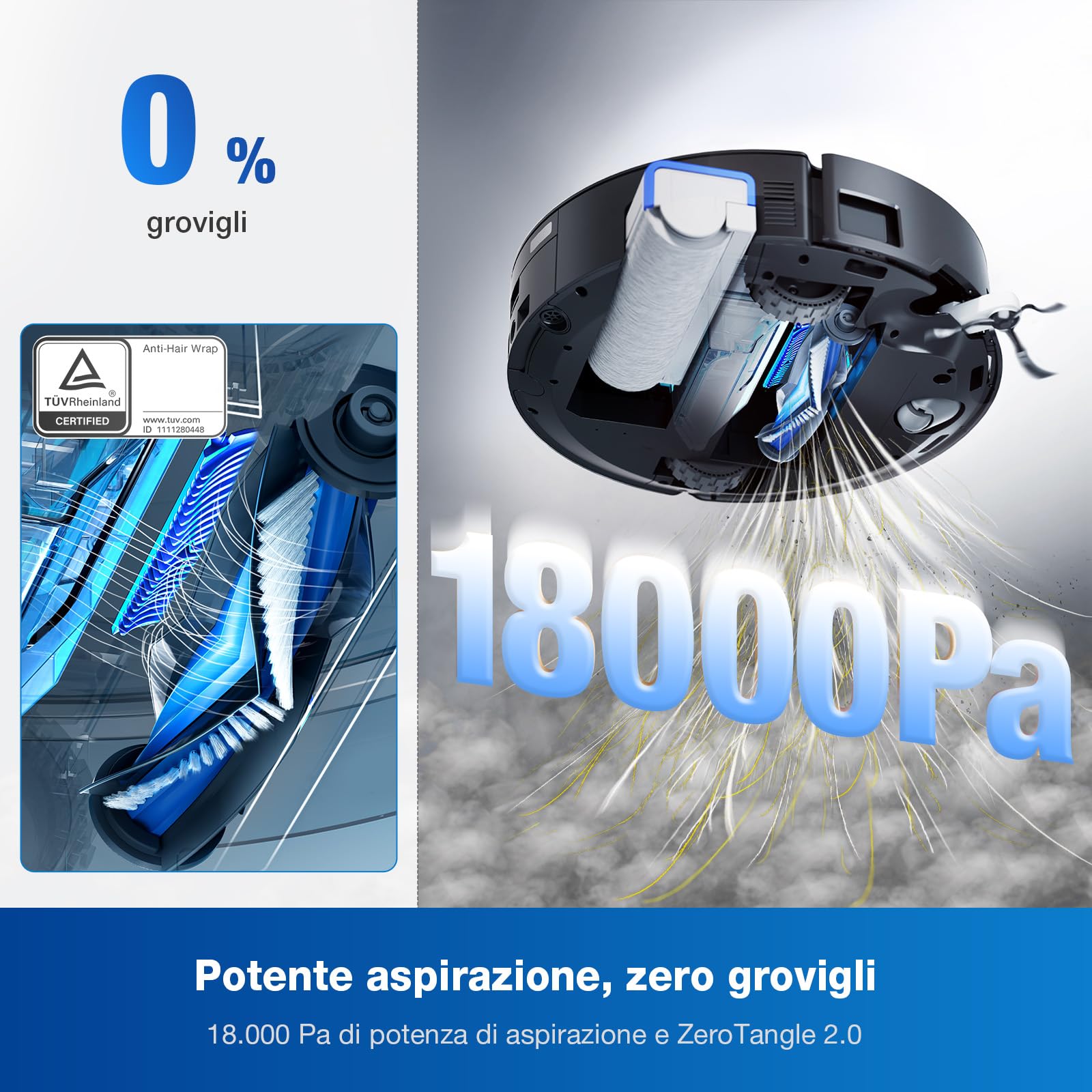 ECOVACS DEEBOT X8 OMNI Robot Aspirapolvere Lavapavimenti, 18000Pa, Spazzola OZMO ROLLER, Auto-Lavaggio e Svuotamento Istantanei, Pulizia Moci con Acqua Calda a 75℃, Asciugatura ad Aria Calda, Nero