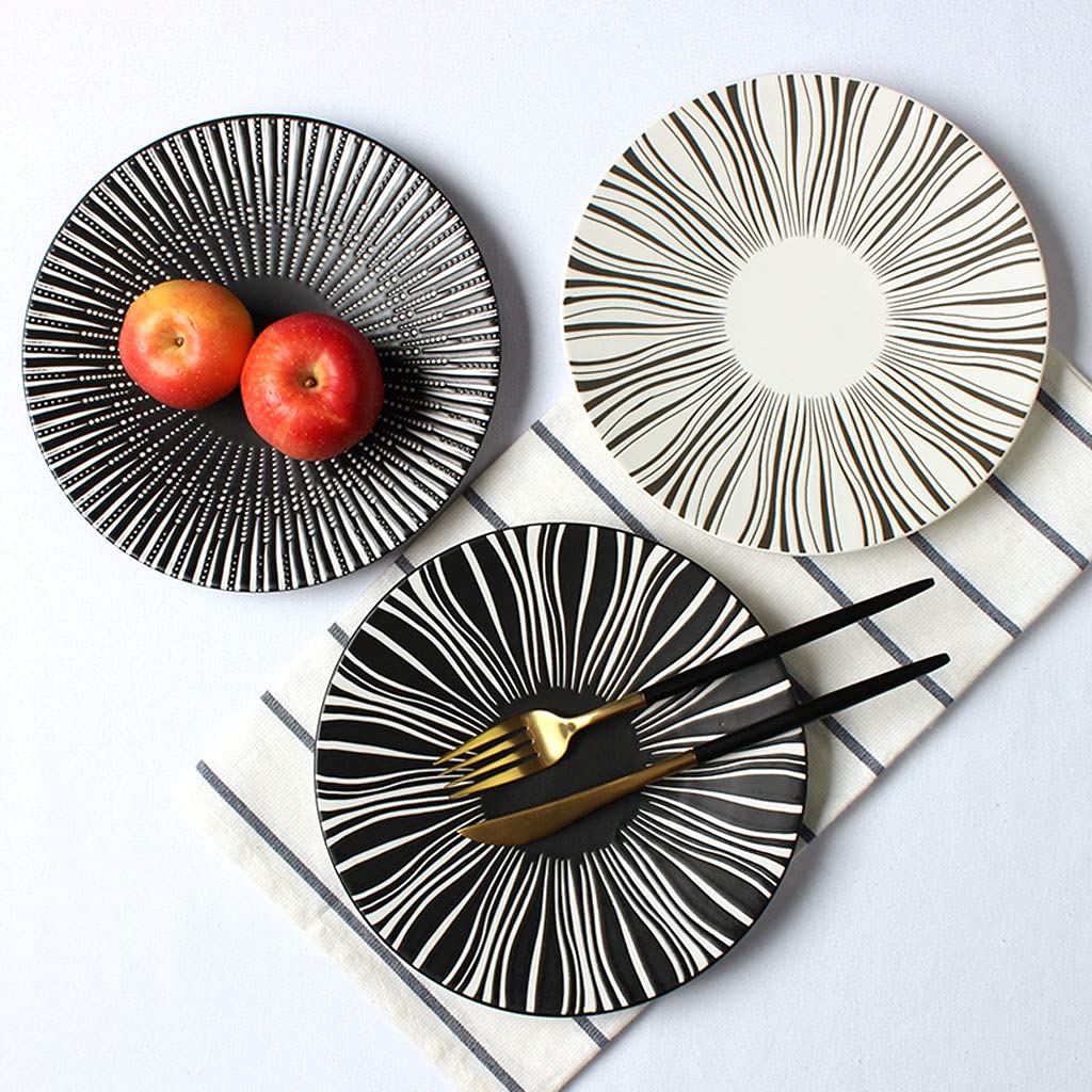 Assiettes Plates Plaques de dîner en porcelaine de 10 pouces de taille de grande taille Plaques de service for salades Steak Pâtes et apéritifie Serving.Microwave Four et Lave-vaisselle Assiette