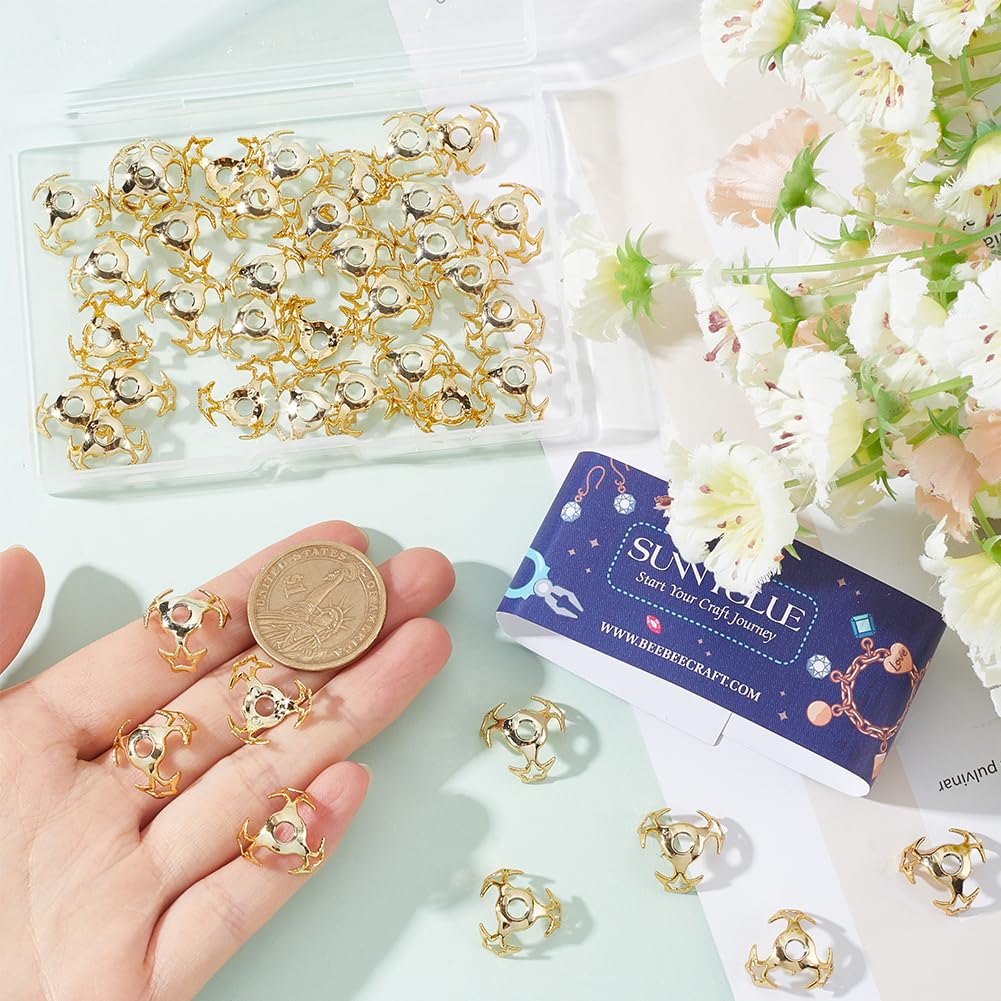 SUNNYCLUE 1 Box 70Pcs 16mm Gold Spacer Bead Caps Star Bead End Caps Bulk Acrylic Small Hollow Stars jewellery Spacers End Caps Accessories for jewellery Making Earrings Bracelets Necklaces DIY Crafts - Image 3