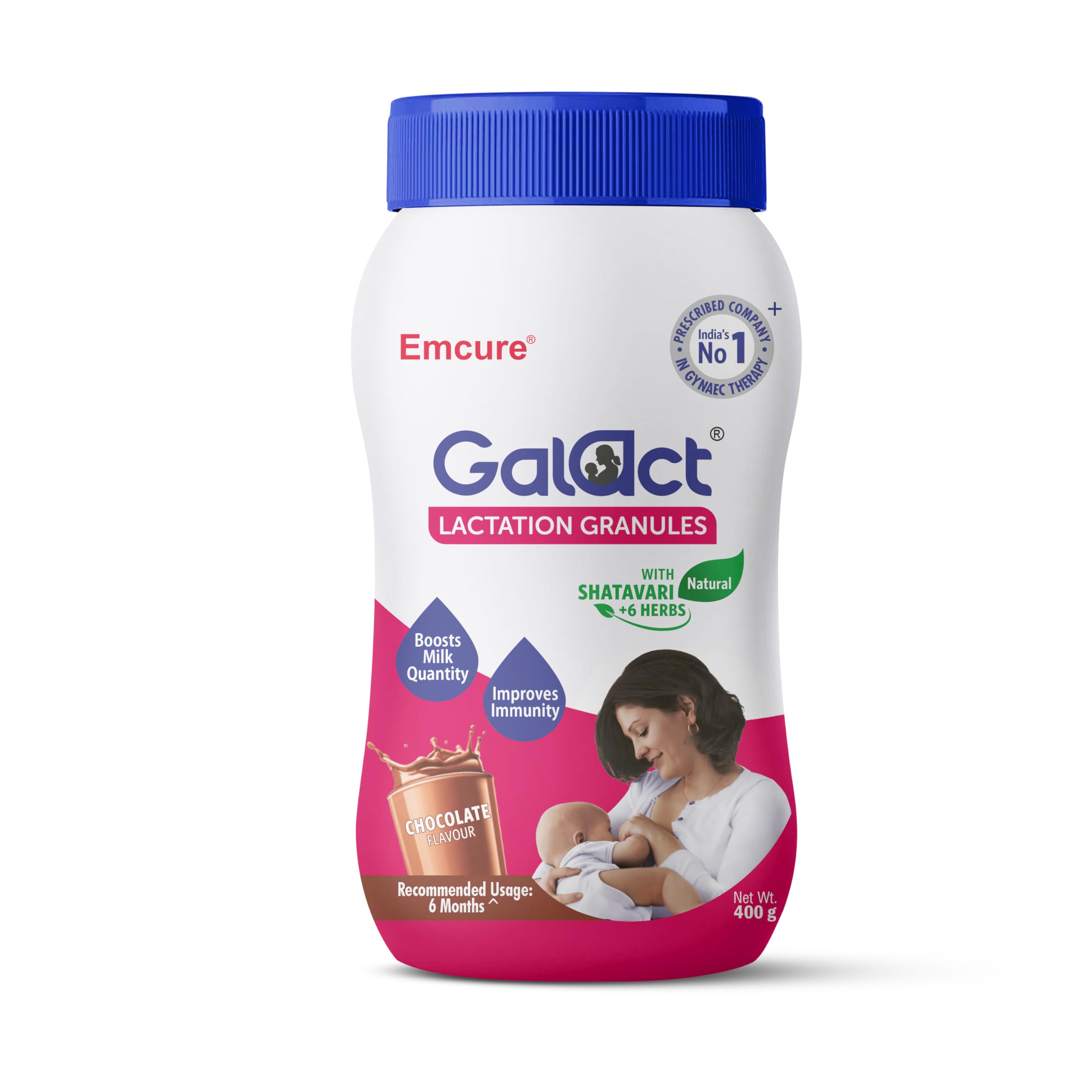 Galact Granules - Lactation Supplement for breastfeeding with Shatavari To Increase Breast Milk - Chocolate Flavour 400 G|20 Day Pack|2 Scoops Per Serving With Milk|From Emcure Pharmaceuticals Ltd