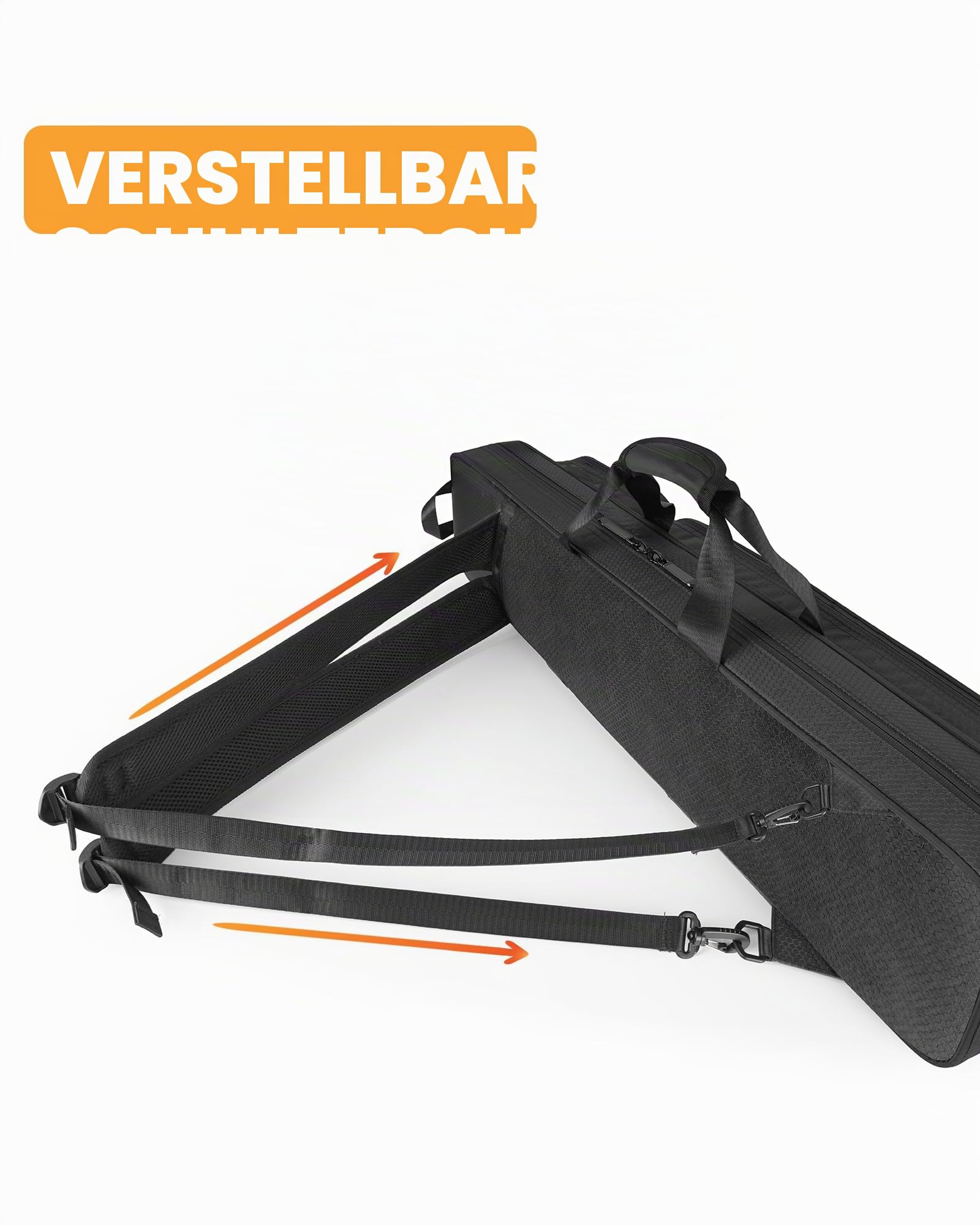 PEKREWS Billard Queue Tasche, Pool Cue Bag 4×5 für 4 Unterteile und 5 Schäfte mit Reißverschlusstasche, Schultergurt und Tragegriff, Weiche Tragetasche für 1/2 Billard Stick für Damen und Herren
