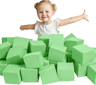 Foam Pit Cubes Blocks - 24PCS Sponge Form Cubes for Foam Ball Pits, Gymnastics, Freerunning and Parkour Courses, Skateboard Parks, BMX, Trampoline Arenas-Green(5" x 5" x 5")