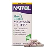 Natrol Melatonin + 5-HTP Advanced Time Release Sleep Aid, Triple Action Formula, Calm The Mind, Fall Asleep Faster and Stay Asleep Longer, 60 Bi-Layer Tablets, Up to a 60 Day Supply