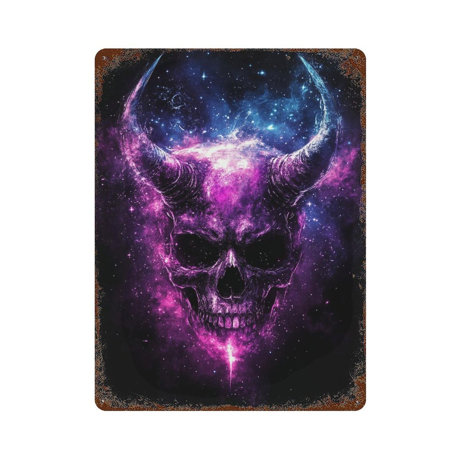 Galactic Devil Skull Art Print Retro Metal Sign 15.7"x11.8", Industrial Home Decor for Garage, Pub Or Kitchen