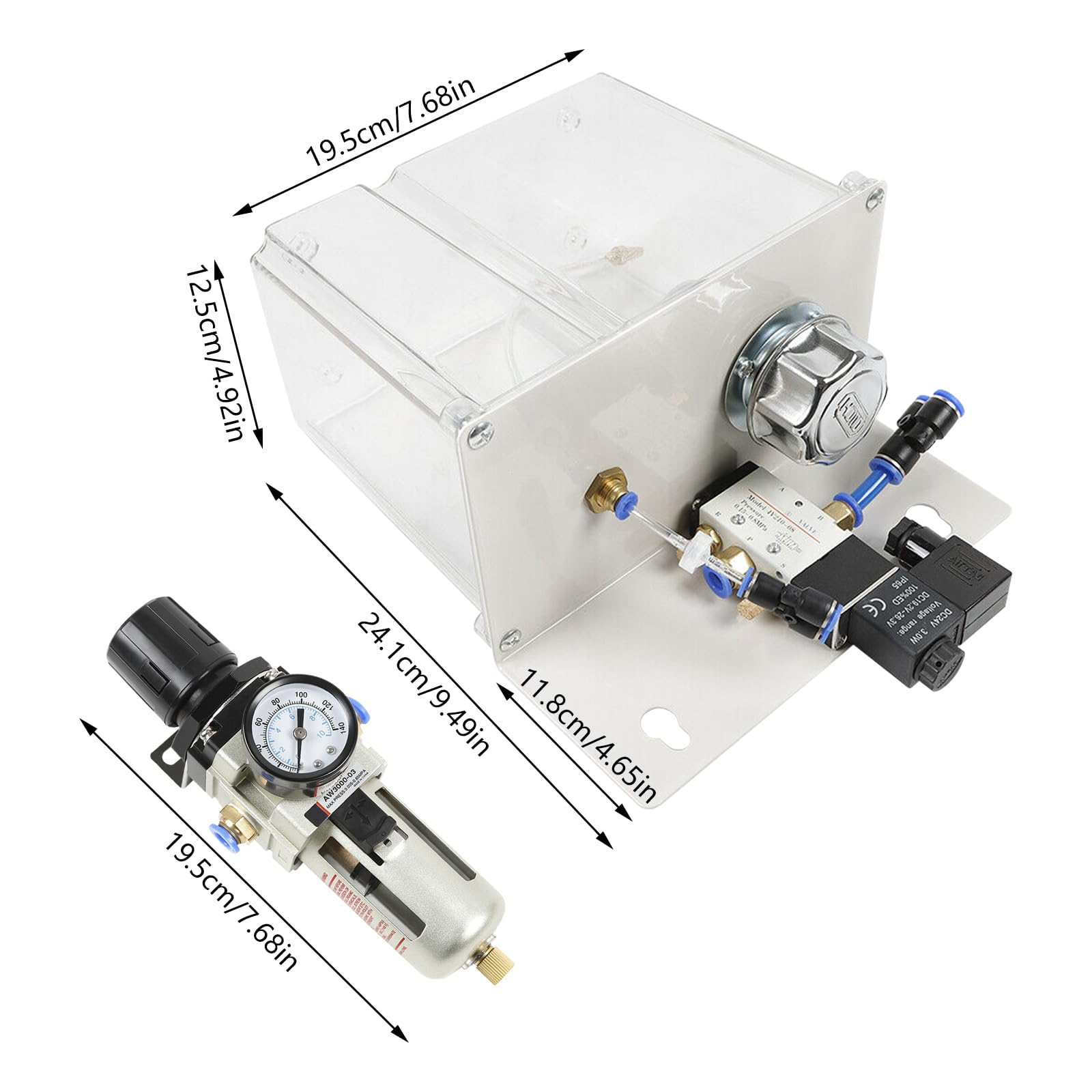 Cutting Cooling Spray Pump, Self-priming Micro-mist Machine for Air Pipe CNC Lathe Milling Dril, Mist Coolant Lubrication Spray System with Solenoid Valve &Filter